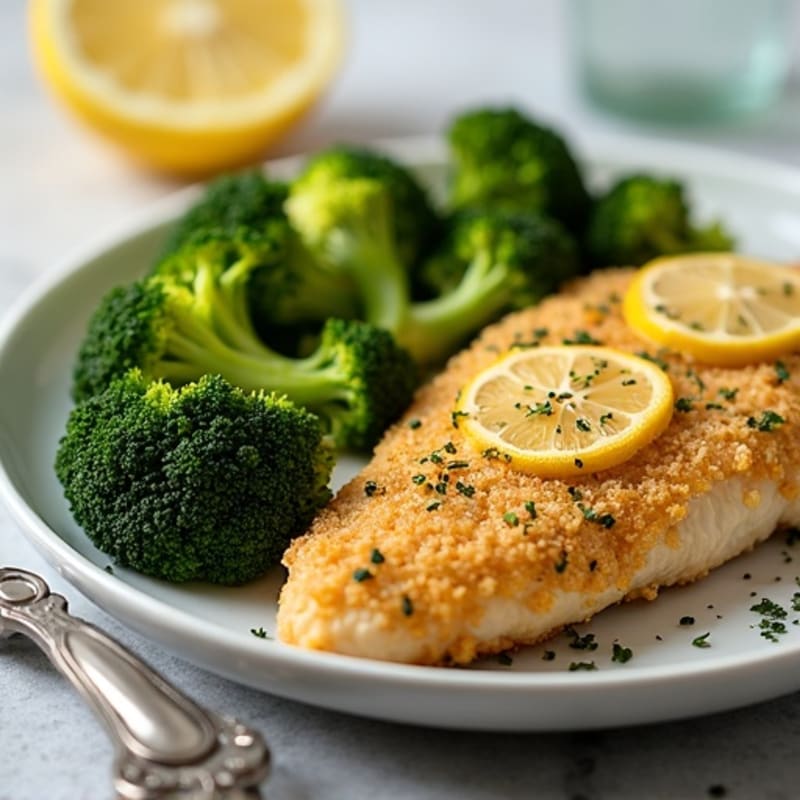 Crispy Lemon Herb Chicken with Roasted Broccoli