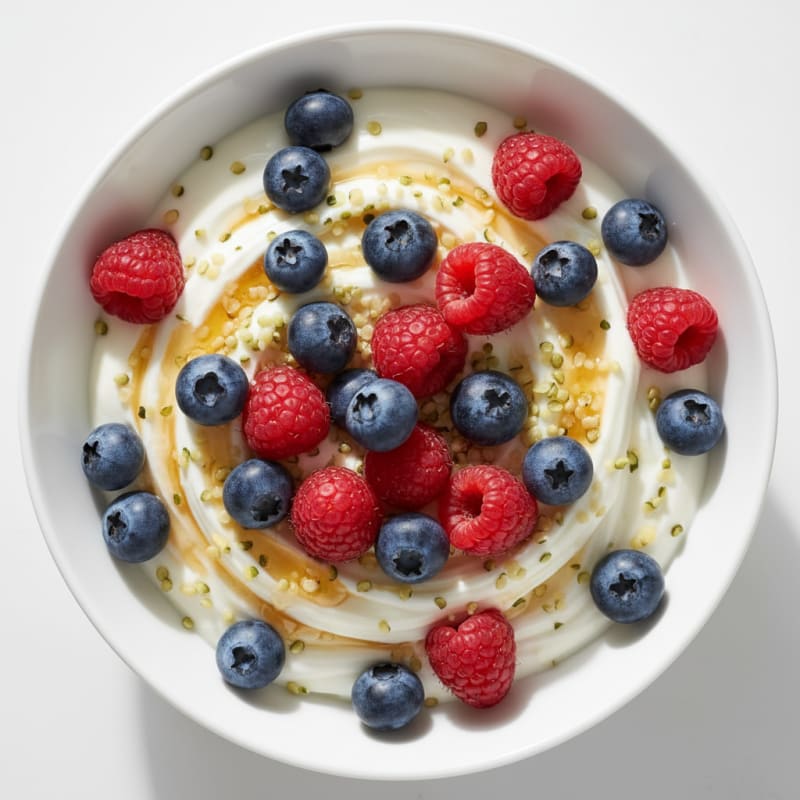Silky Greek Yogurt Bowl with Whey Protein and Fresh Berries