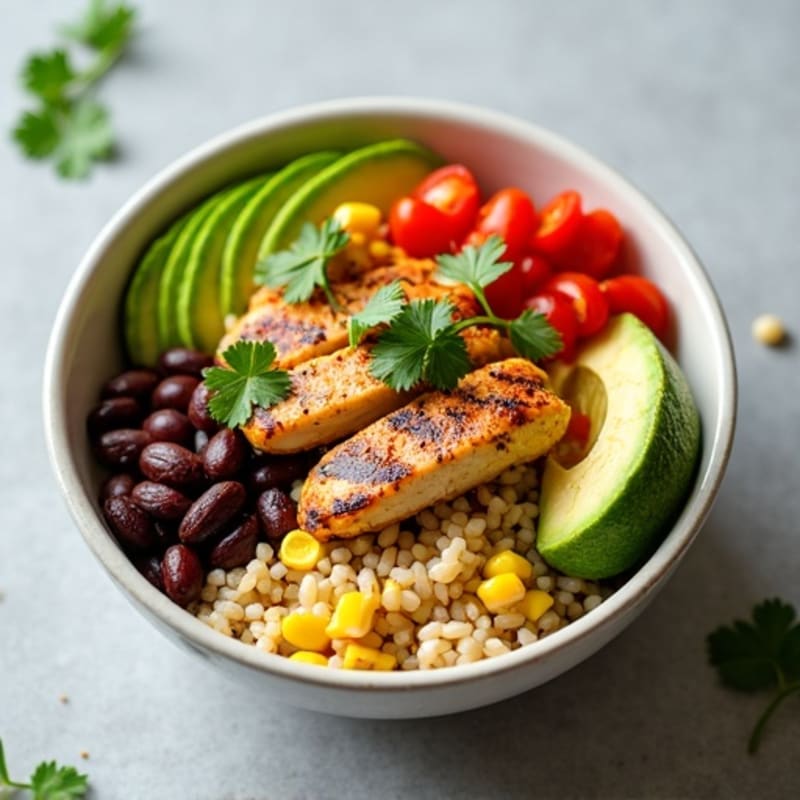 Fresh Black Bean Burrito Bowl with Creamy Avocado