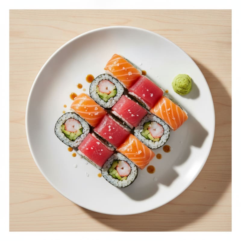 Rainbow Sushi Rolls with Wasabi