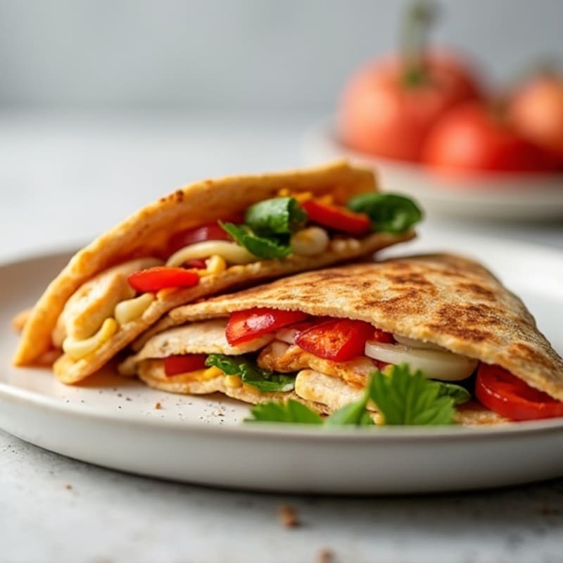 Healthy Chicken Quesadillas with Roasted Veggies