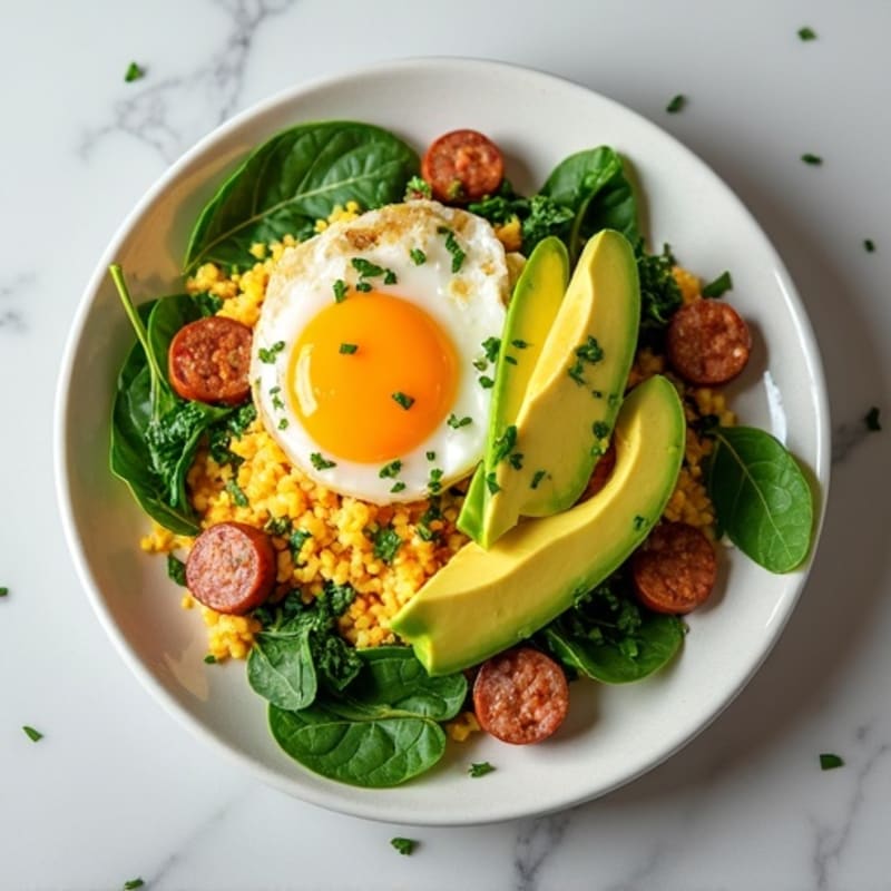 Egg White and Turkey Sausage Scramble with Spinach