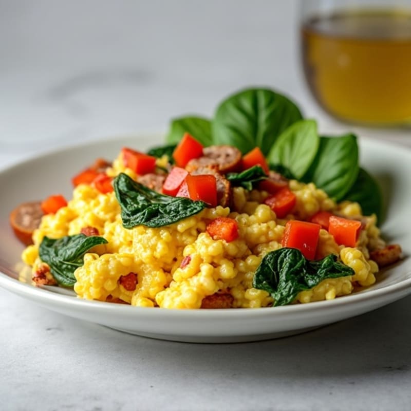 Egg White Scramble with Spinach and Turkey Sausage
