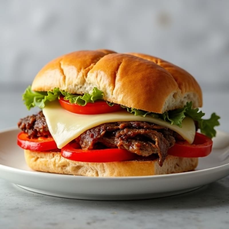 Lean Steak and Bell Pepper Sandwich with Melted Provolone