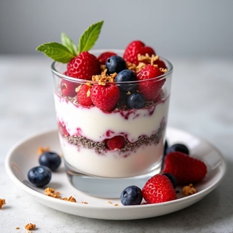 Greek Yogurt Parfait with Chia Seeds and Mixed Berries