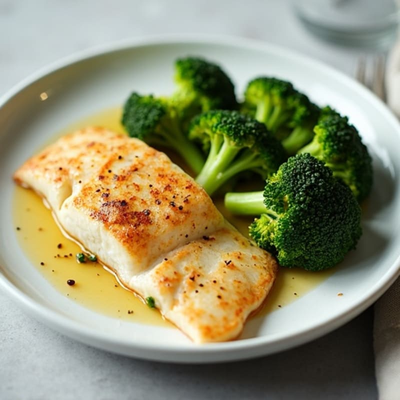 Seared Tilapia with Steamed Broccoli and Lemon