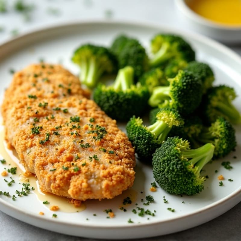 Crispy Air-Fried Lemon-Herb Chicken and Broccoli