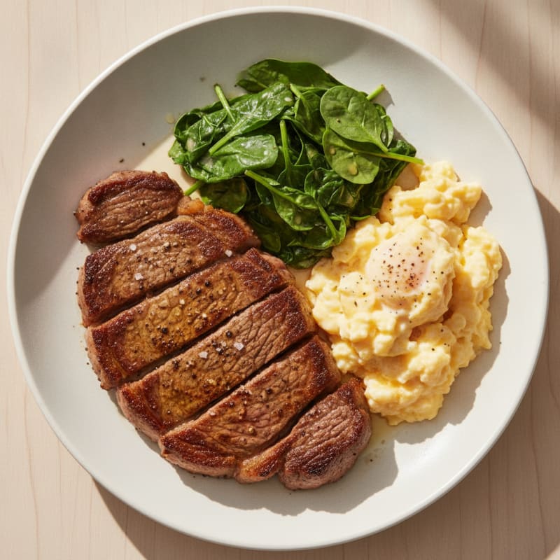 Pan-Seared Steak and Scrambled Eggs