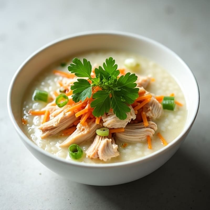 Silky Chicken and Ginger Congee with Fresh Herbs