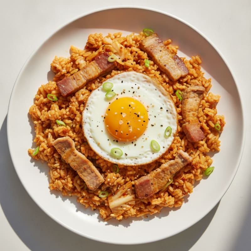 Kimchi Fried Rice with Pork Belly