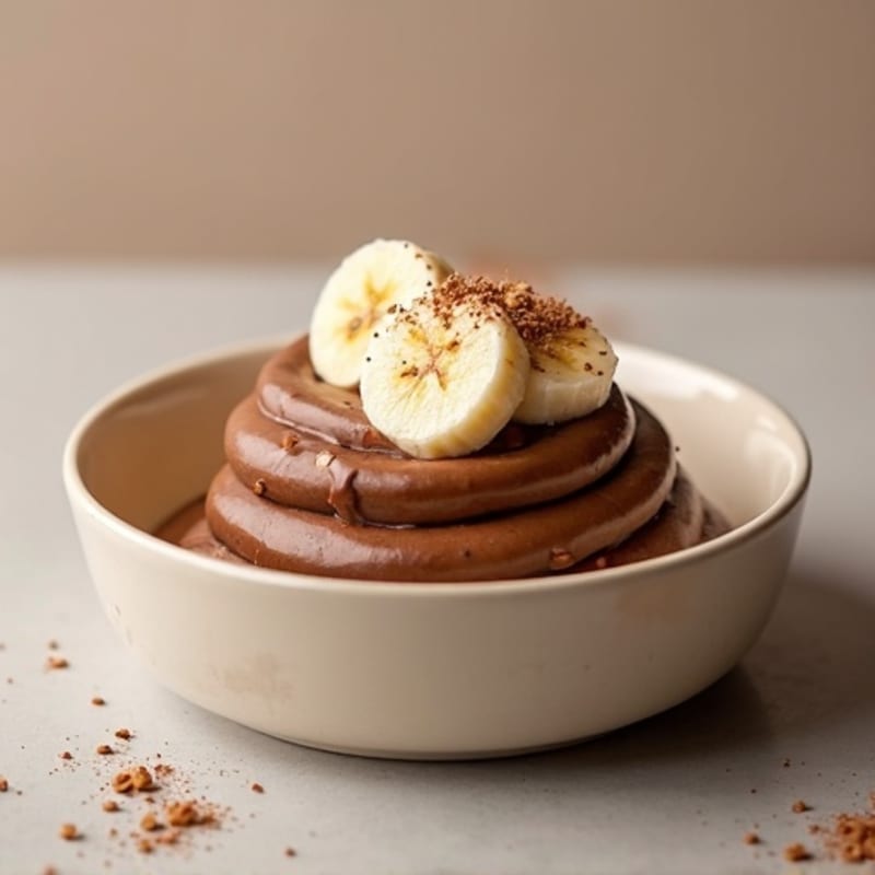 Chocolate Protein Pudding with Sliced Bananas