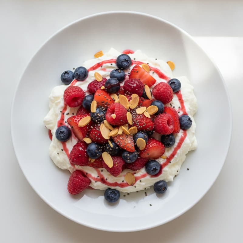 Greek Yogurt Protein Mousse with Mixed Berries