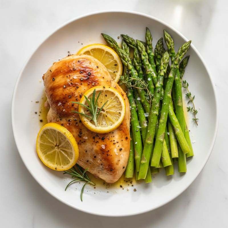 Lemon Herb Roasted Chicken with Asparagus