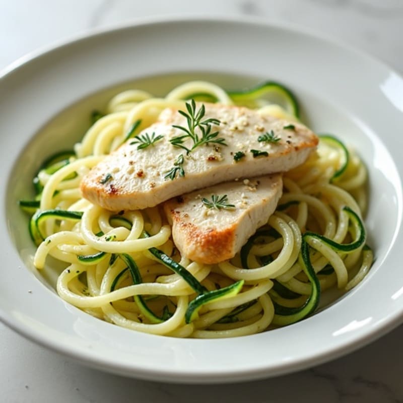 Creamy Lightened-Up Chicken Alfredo with Zucchini Noodles