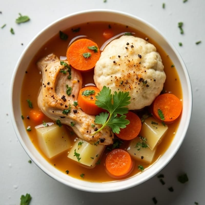 Wholesome Chicken and Vegetable Stew with Fluffy Herb Dumplings