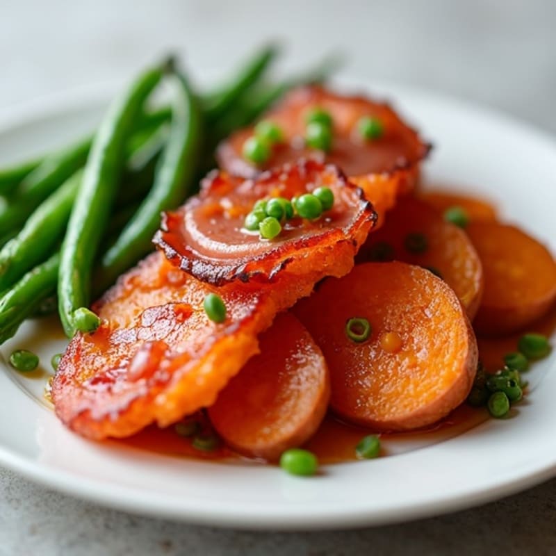 Crispy Jamon Serrano with Roasted Sweet Potatoes and Green Beans