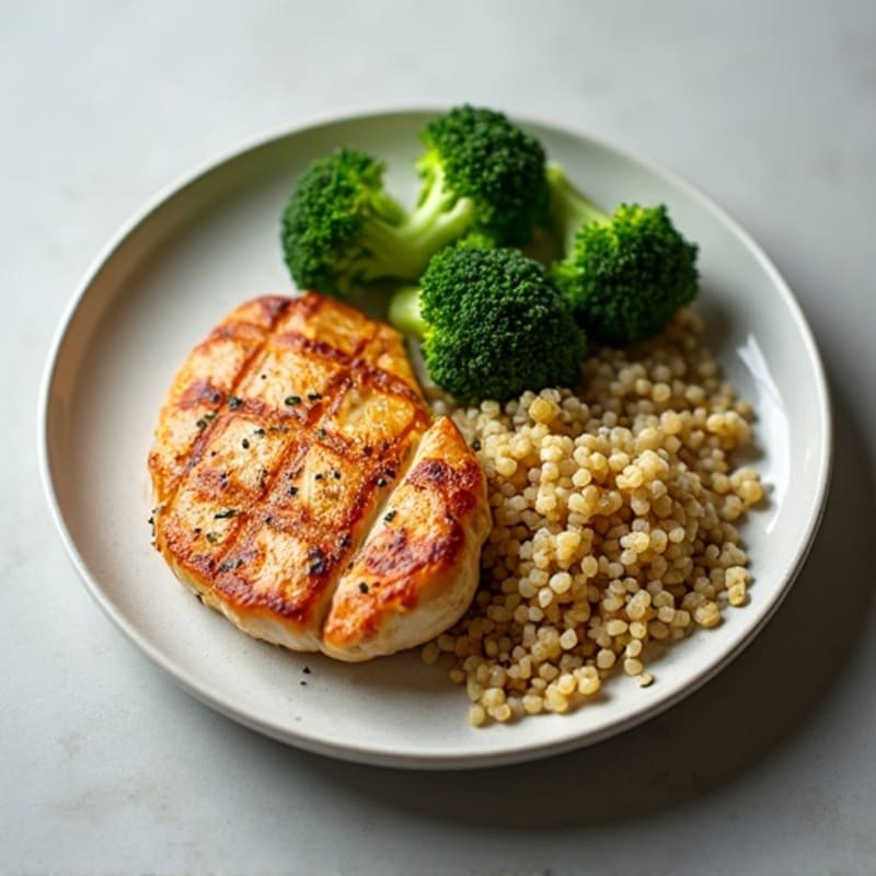 Grilled Chicken Breast with Quinoa and Steamed Broccoli
