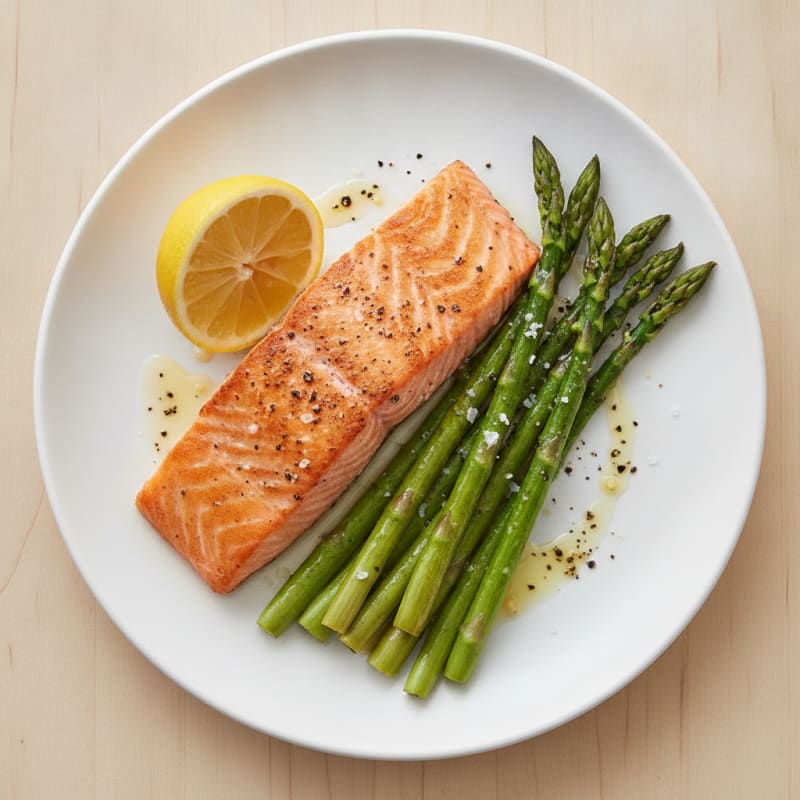 Pan-Seared Salmon with Roasted Asparagus