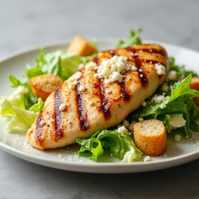 Grilled Chicken and Crispy Romaine Caesar Salad