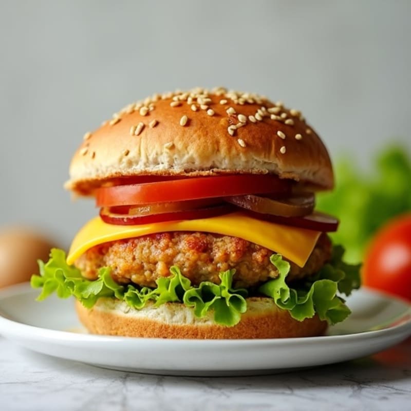 Lean Ground Chicken Cheeseburger with Caramelized Onions
