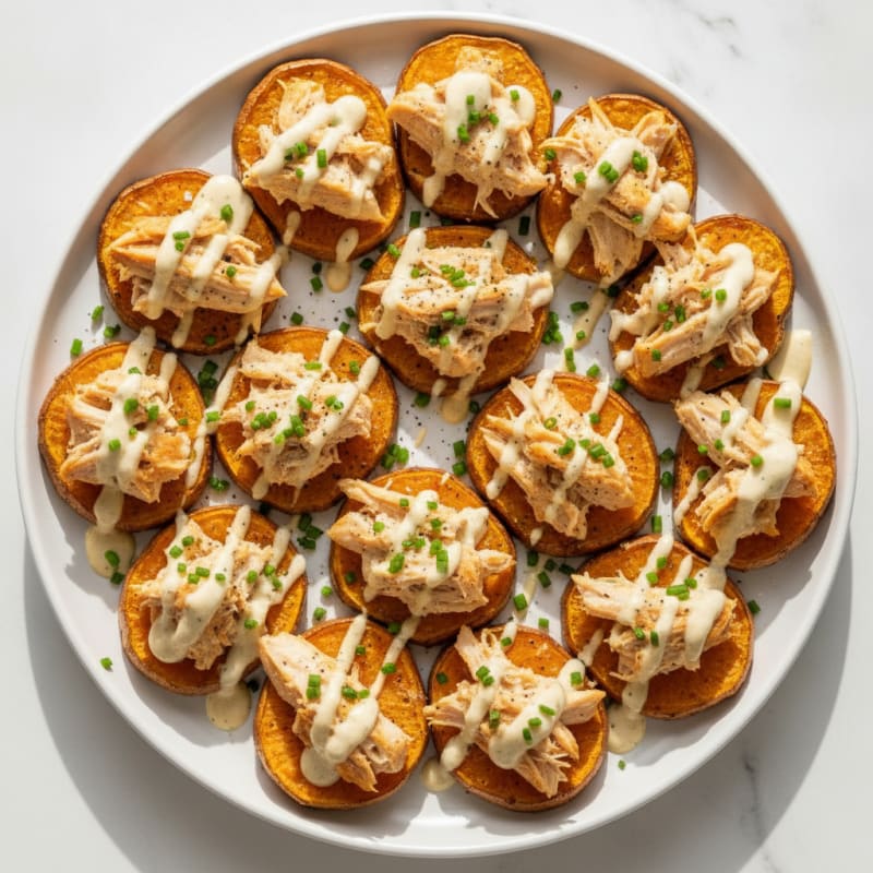 Chicken Ranch Sweet Potato Pizza Bites