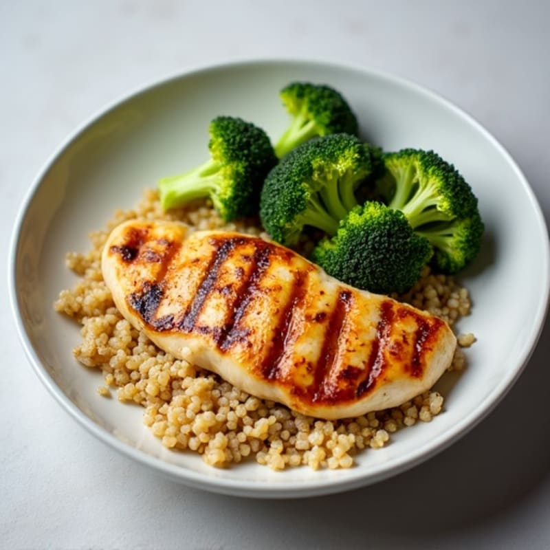 Grilled Chicken Breast with Roasted Broccoli and Quinoa