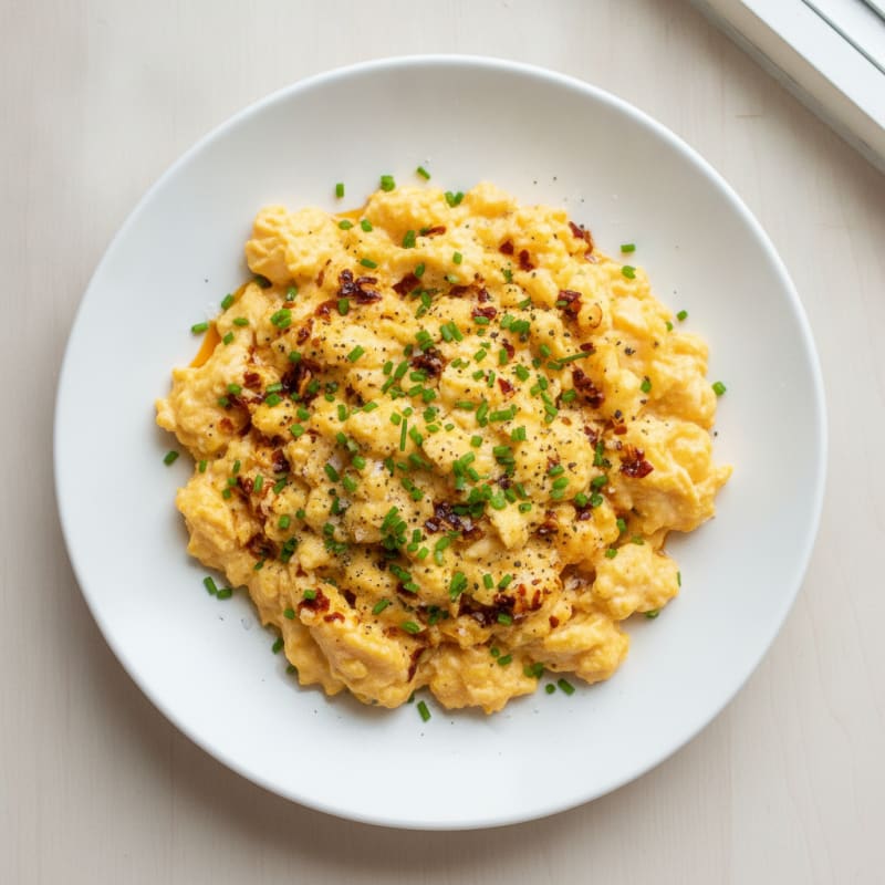Chili Scrambled Eggs with Chives