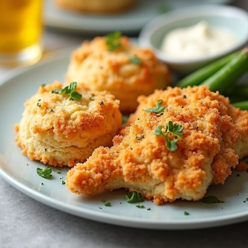 Crispy Baked Chicken with Herb-Buttermilk Drop Biscuits