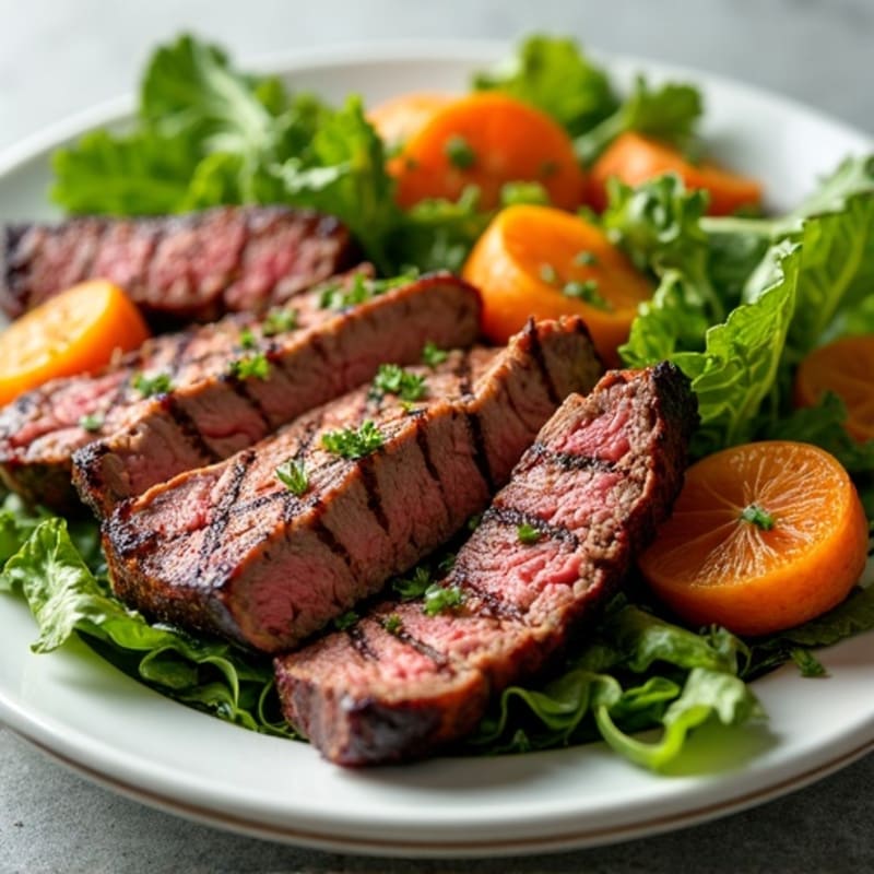Grilled Steak Salad with Roasted Sweet Potato and Mixed Greens