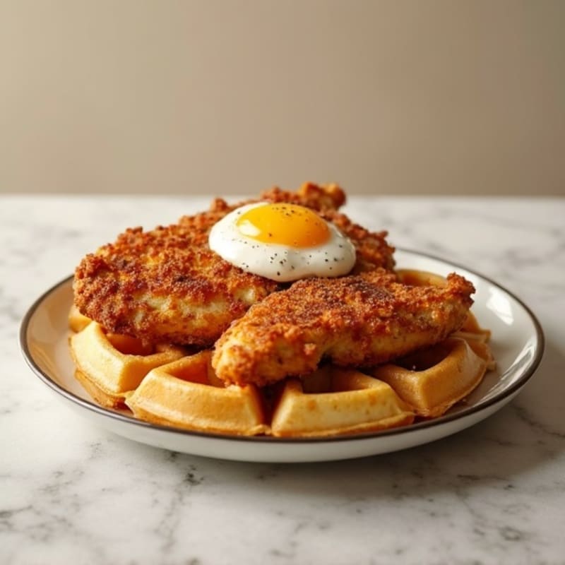 Crispy Baked Chicken with Almond Flour Waffles