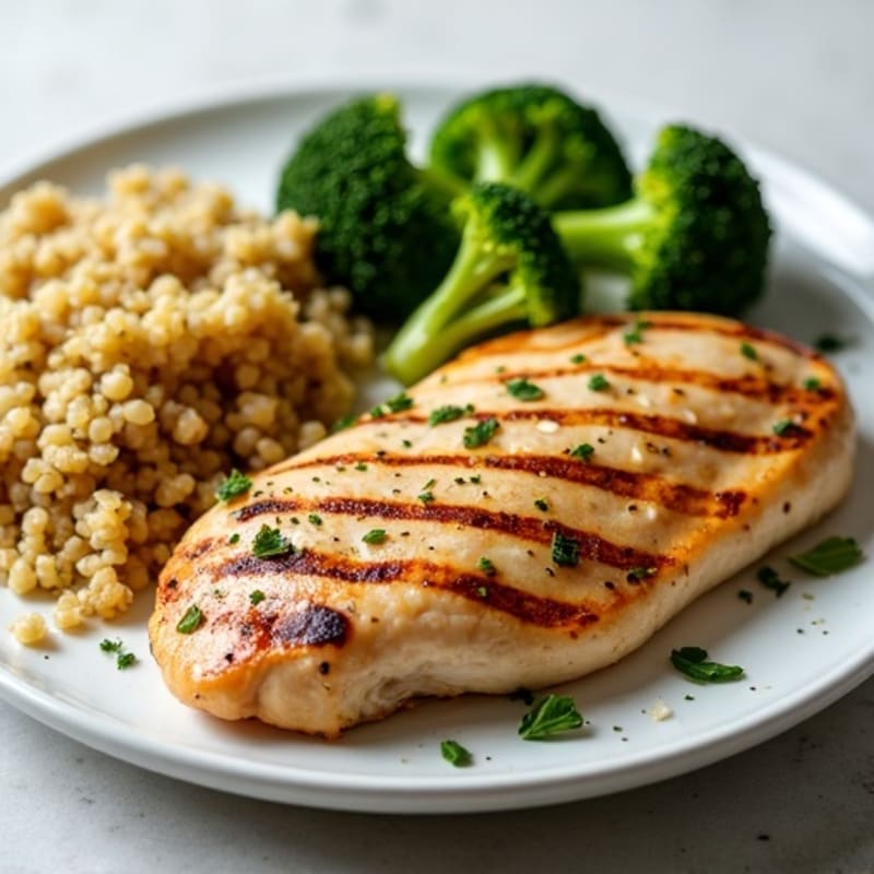 Grilled Chicken Breast with Quinoa and Steamed Broccoli