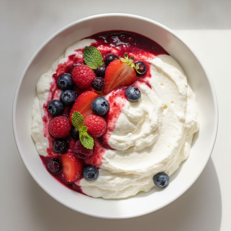 Silky Greek Yogurt Protein Mousse with Mixed Berries