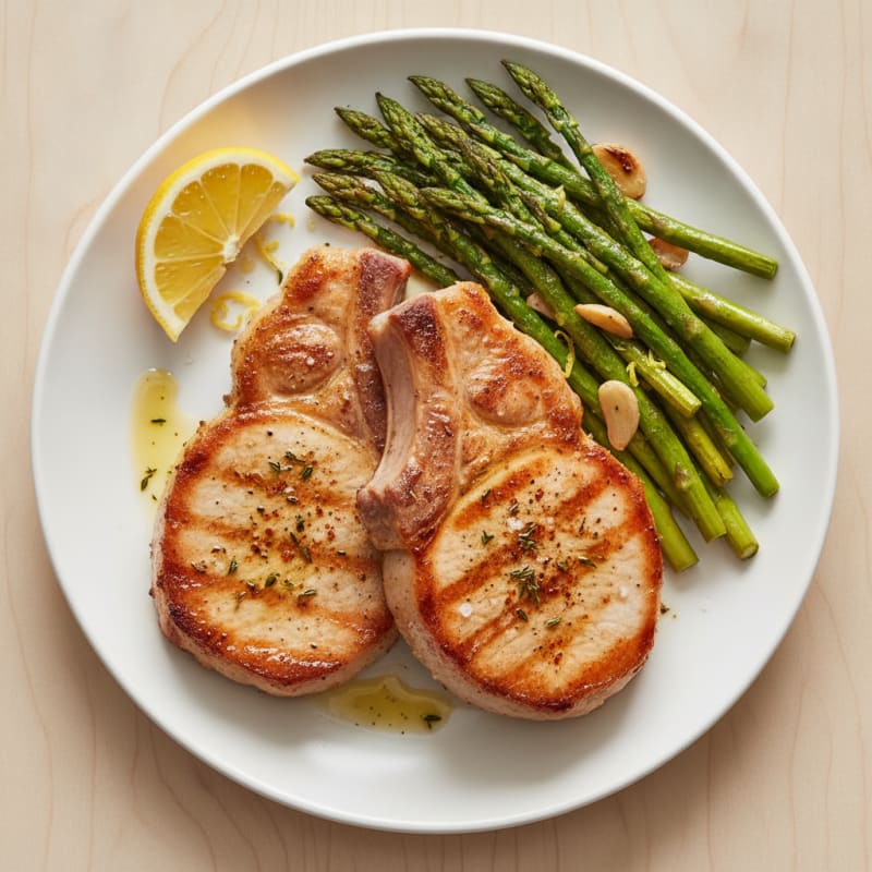 Pan-Seared Pork Chops with Roasted Asparagus