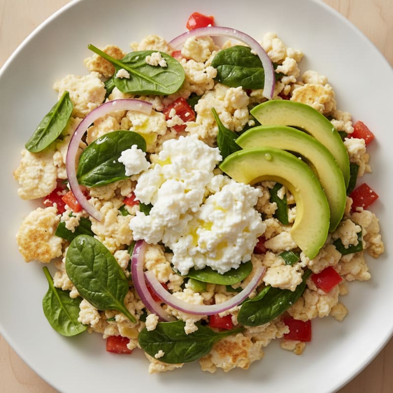 Egg White and Veggie Scramble with Cottage Cheese