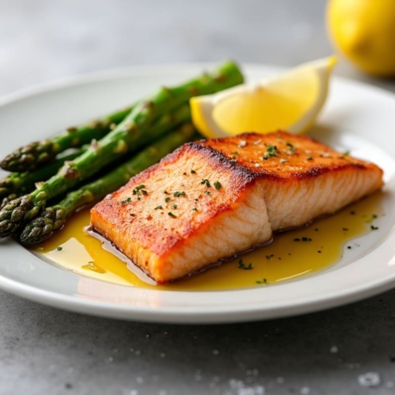 Pan-Seared Salmon with Crispy Skin and Roasted Asparagus
