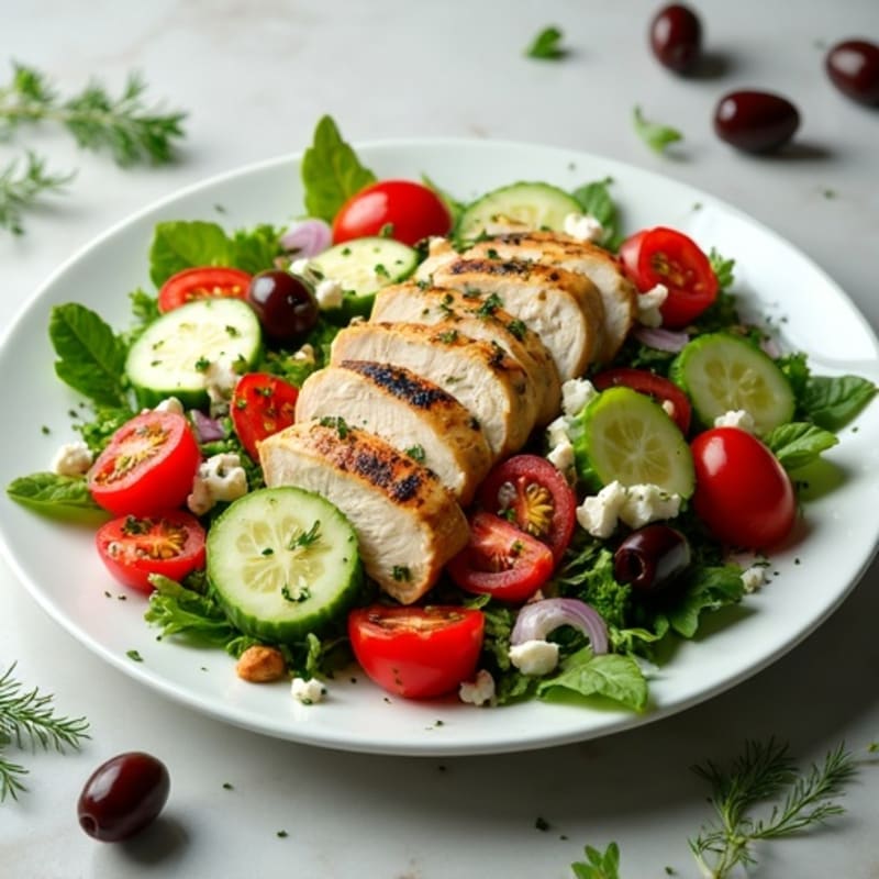 Fresh Mediterranean Chopped Salad with Herb-Marinated Feta