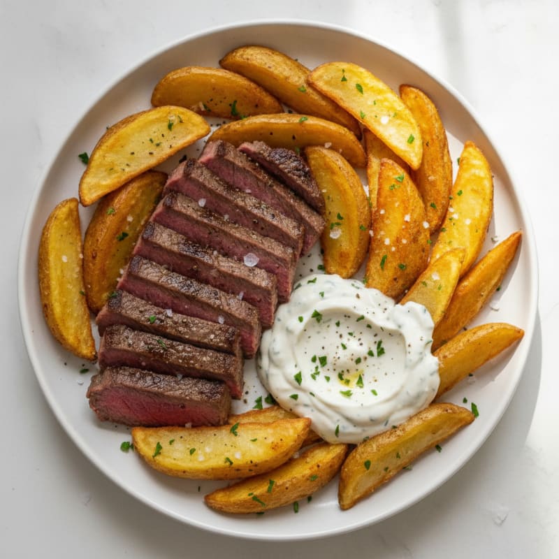 Pan-Seared Steak Frites with Garlic Aioli