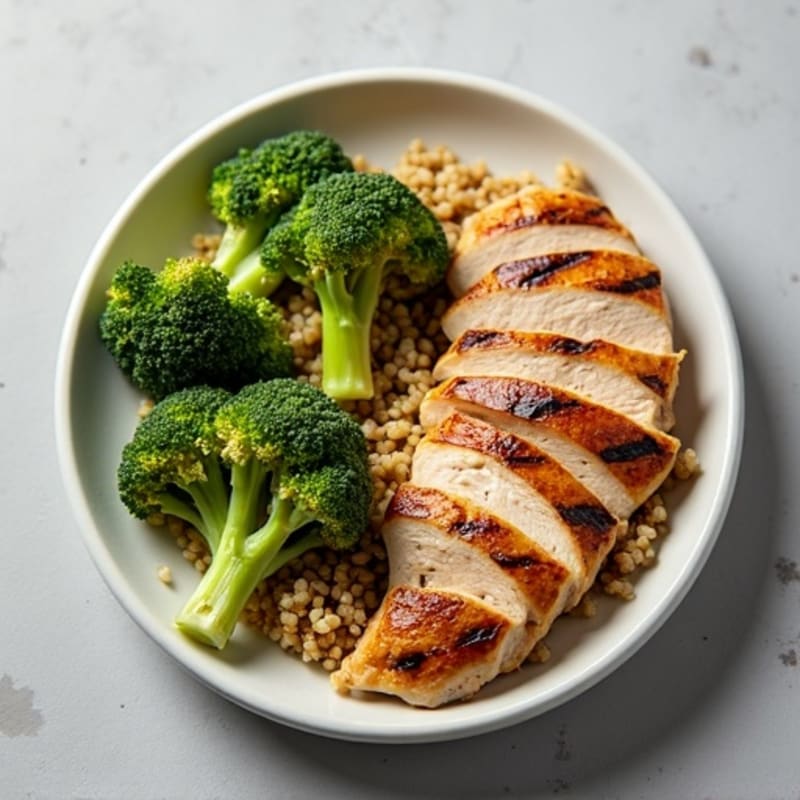 Grilled Turkey Breast with Roasted Broccoli and Quinoa