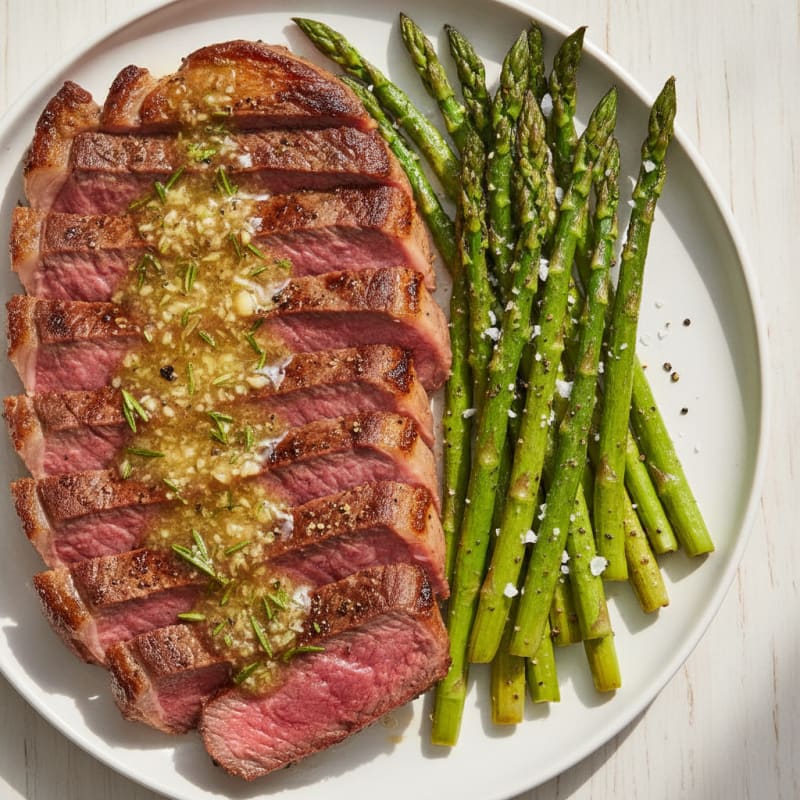 Pan-Seared Sirloin Steak with Garlic Herb Ghee