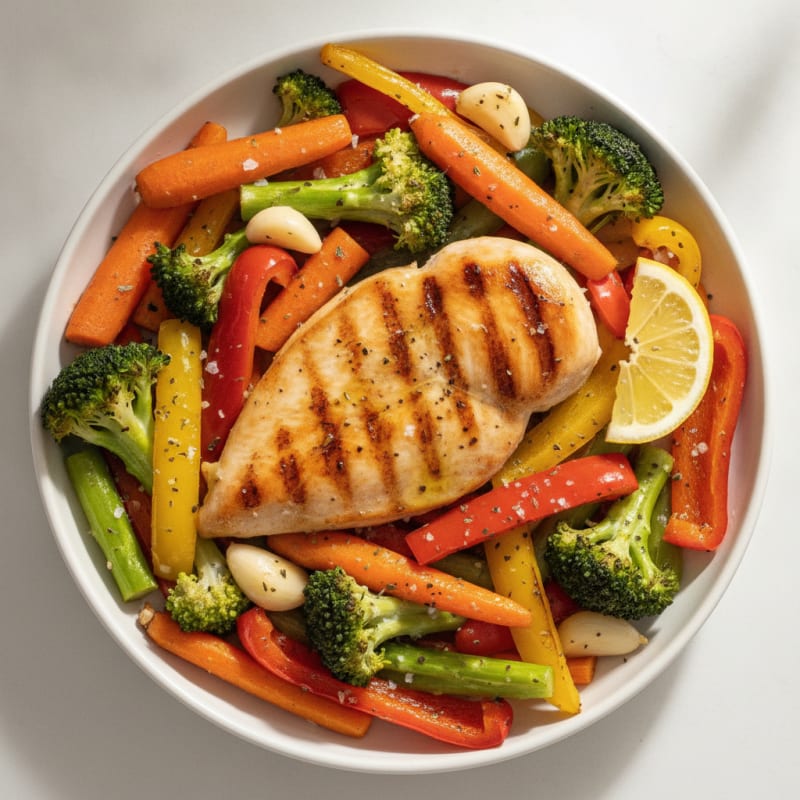 Pan-Seared Chicken with Roasted Vegetables