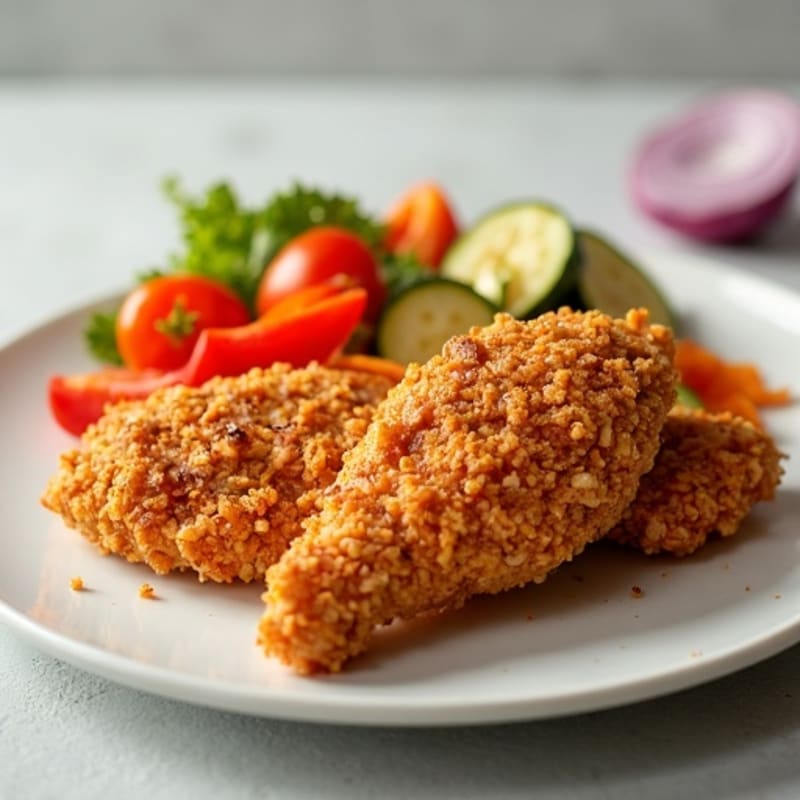 Crispy Air-Fried Buttermilk Chicken with Roasted Vegetables