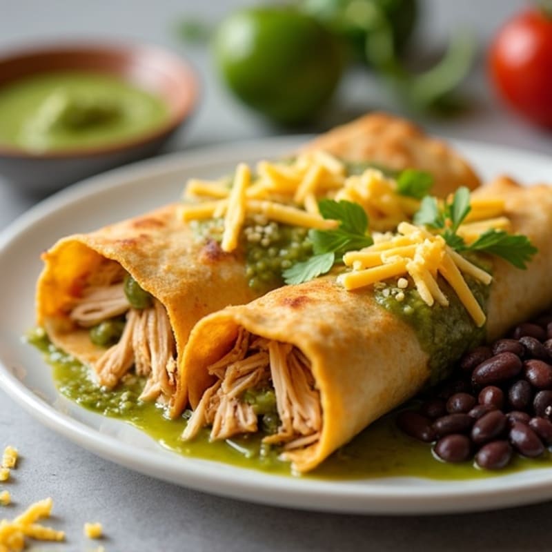 Salsa Verde Shredded Chicken Enchiladas