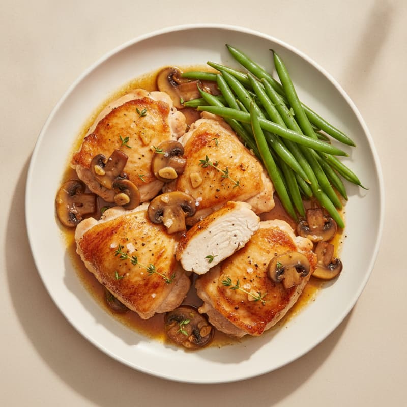 Pan-Seared Chicken Thighs with Garlic Mushrooms