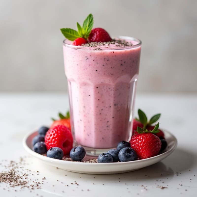Cottage Cheese Protein Smoothie with Chia Seeds and Berries