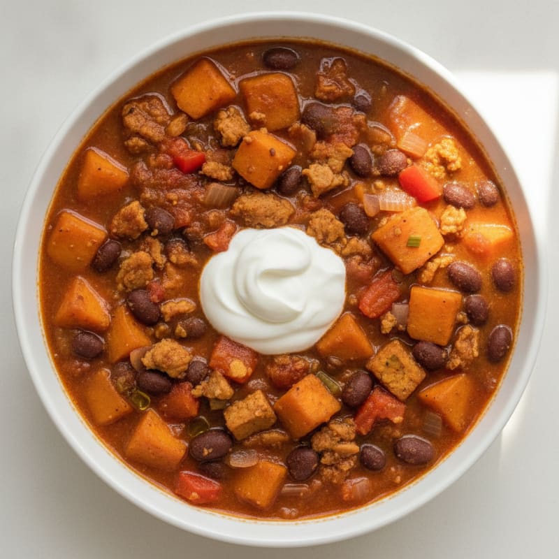 Sweet Potato and Black Bean Tempeh Chili