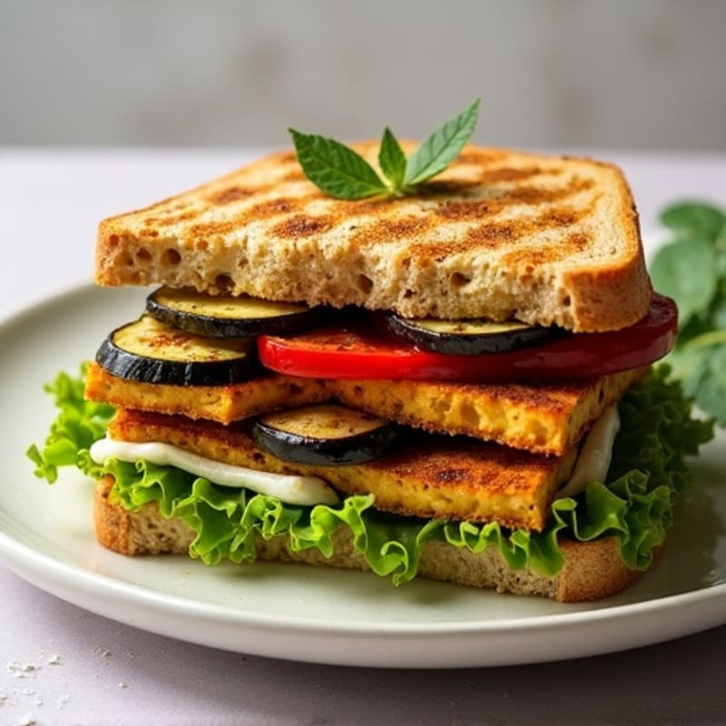 Herb-Marinated Grilled Vegetable Sandwich with Pesto