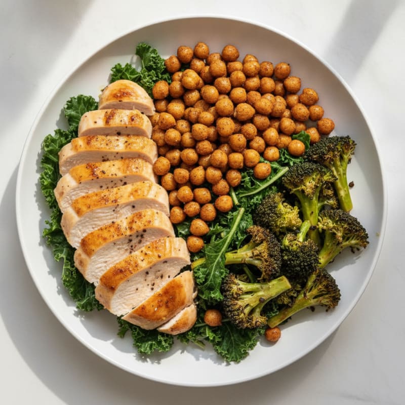 High-Fiber Roasted Chicken and Chickpea Bowl