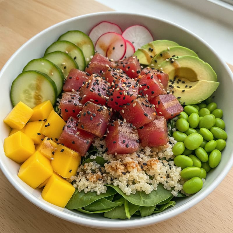 Ahi Tuna Poke Bowl with Tropical Fruit