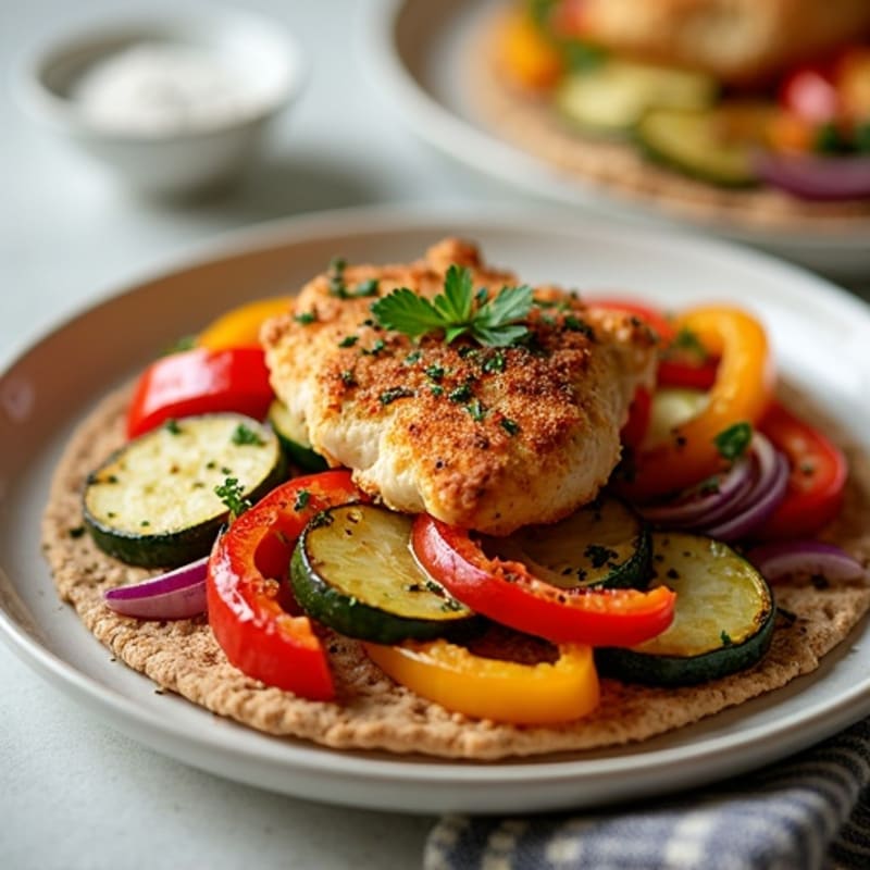 Crispy Chicken and Roasted Vegetable Flatbread
