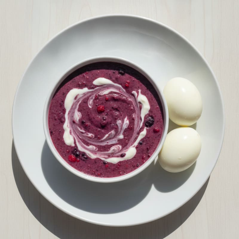 Protein Berry Smoothie Bowl with Boiled Eggs